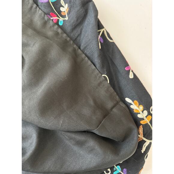 Life Style Black Floral Silk Blend Embroidered Long Sleeve Lightweight Jacket M - Picture 12 of 15